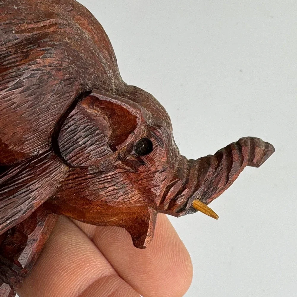 Wooden Elephant Figurine Trunk Up Lucky Charm‎ Decor